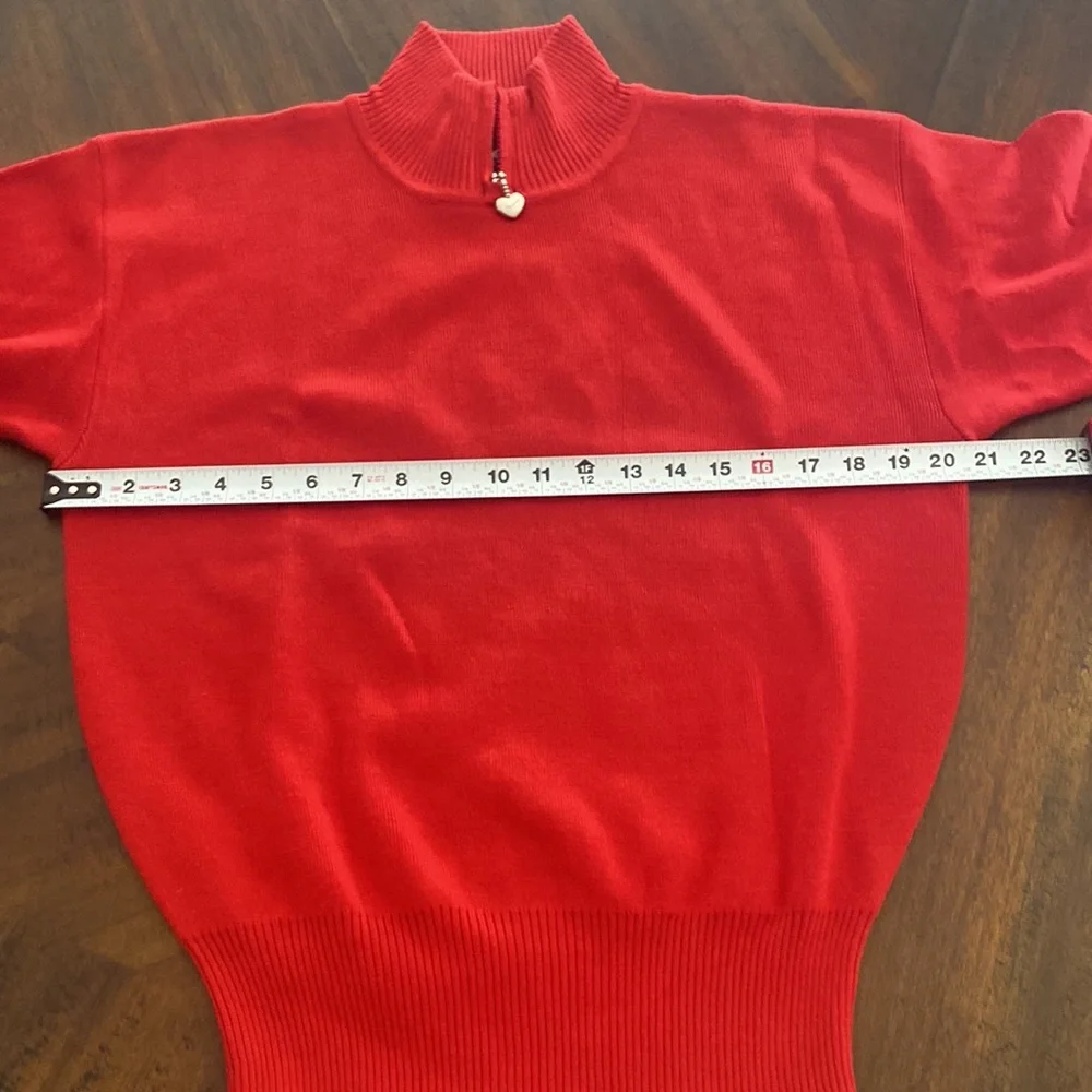 Obermeyer vintage ski sweater red women’s size M mock neck 1/4 zip - Picture 4 of 10